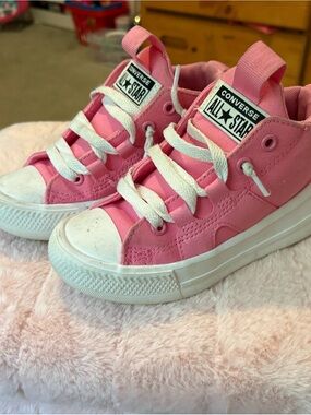 Converse Pink Kids Platform Sneakers